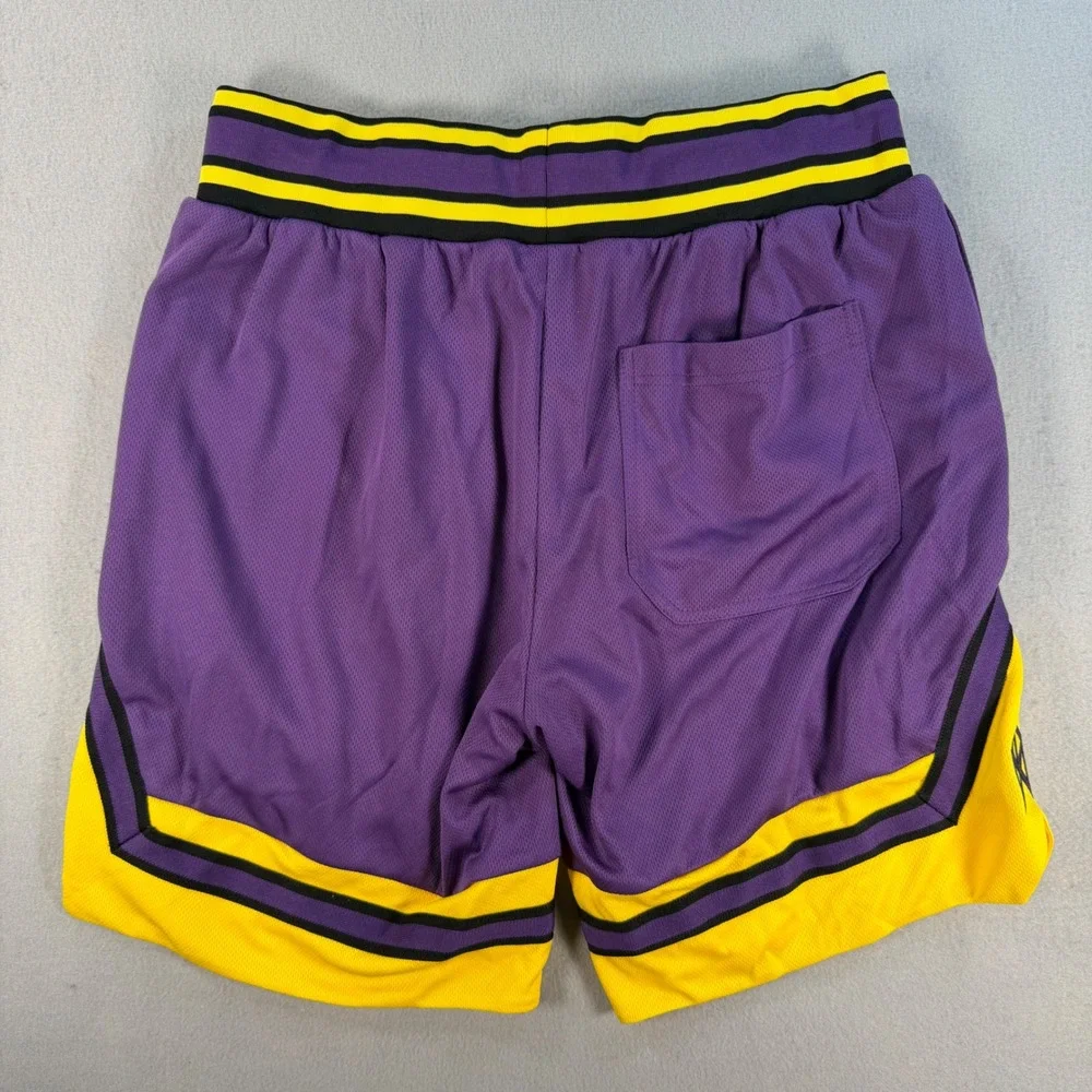 Rawgear Mens Basketball Shorts Purple Yellow vintage  Mesh Athletic Gym  Large